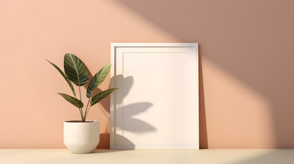 White Framed Artwork on Minimalist Background, Square Frame Still Life, 32K UHD Resolution, Den IKEA-Inspired Decor, Medium Format Hanging Picture, Simple Design, Cartoon Style, Cozy Home Interior.