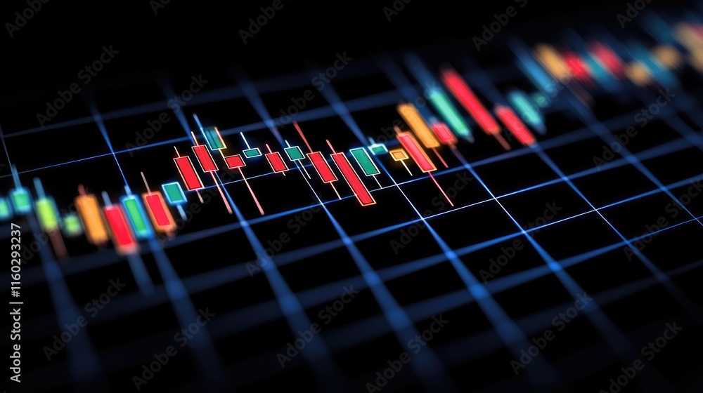 Poster analyzing stock market trends financial data visualization digital interface technology close-up tra