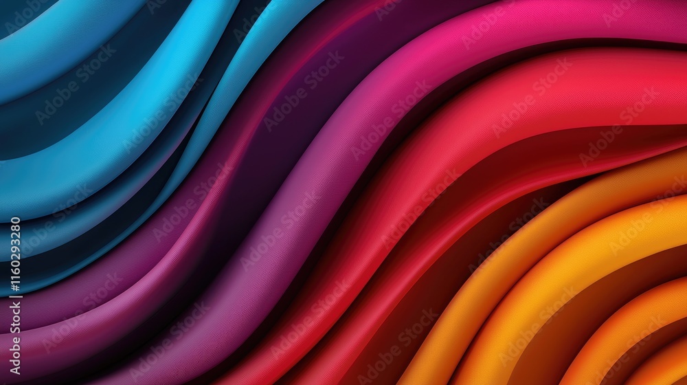 Poster dynamic color waves flowing through abstract design artistic composition vibrant palette studio sett