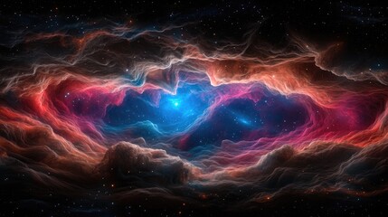 Celestial events in the cosmic nebula space digital art vast universe immersive perspective