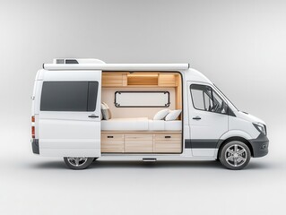 A cozy van design featuring a retractable bed and underbed storage compartments