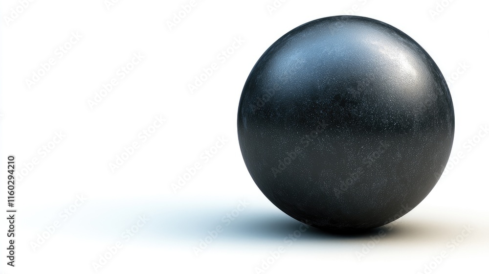 Poster dynamic black sphere rolling on white surface abstract concept minimalist environment close-up view