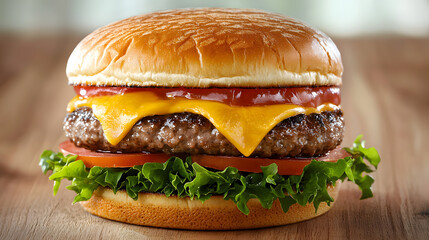 Luxurious Cheeseburger Illustration with Rich Ingredients and Detail