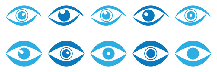 Eye icon symbol collection on white background.