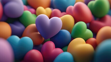 Colorful heart shapes creative art display studio environment vibrant viewpoint expressing love and joy