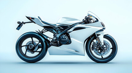 Fototapeta premium A sleek, modern motorcycle showcased against a light background.