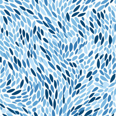Blue colorful seamless pattern with flowers, Floral , leaf background. Abstract art and hand drawn line banner. Brush stroke element.