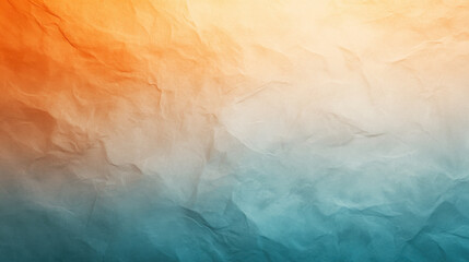 Fototapeta premium Crinkled paper texture in orange and teal gradient, suitable for background or wallpaper