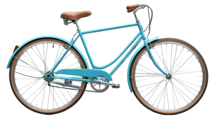 Vintage Light Blue Bicycle with Brown Saddle and Cream Tires