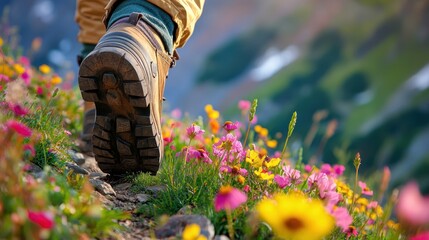 The Hiking Boot Among Flowers