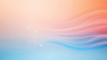 Soft Abstract Background in Blue and Peach Tones with Light Streaks and Copy Space