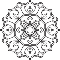 mandala for Henna, Mehndi, tattoos, decorative ornaments in ethnic oriental style, coloring book pages