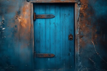 Weathered blue wooden door