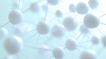 A close-up view of interconnected white spheres, representing molecular structures, set against a soft, blurred background, symbolizing scientific concepts.