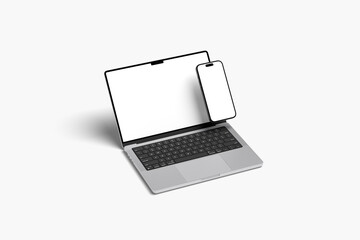 Laptop and Phone screen mockup with white background