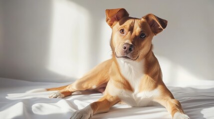 The Dog Relaxing on Bed