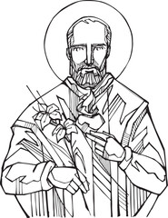 Saint Philip Neri ink illustration