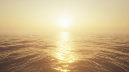 Fototapeta premium Calm ocean sunset with golden light reflecting on water.