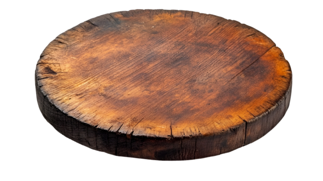 Rustic Wooden Round Cutting Board, Thick, Dark, Aged, Natural