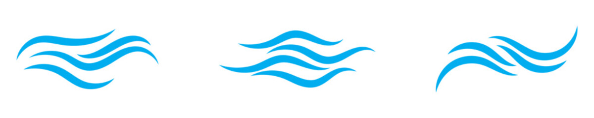 Blue waves icon vector set. Wave illustration sign collection. ocean symbol. water logo.