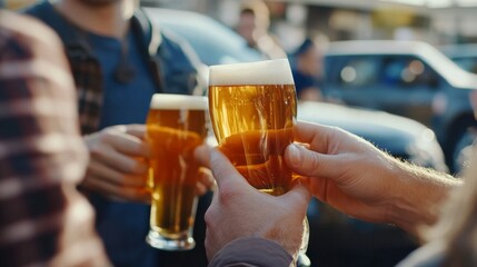 Car trade-in event at a bustling craft beer festival. Featuring local breweries and expert advice