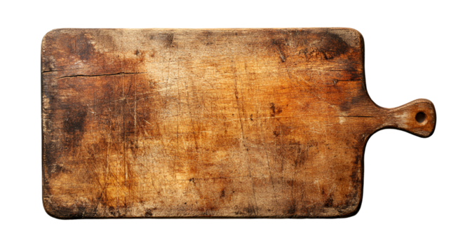 Rustic Wooden Cutting Board, Aged Texture, Kitchen Utensil, Vintage Design, Brown Tones, Weathered S