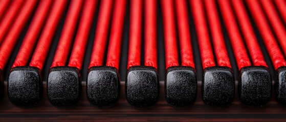 Naklejka premium Chinese new year heritage concept. Red matchsticks lined up in a row against a dark background.