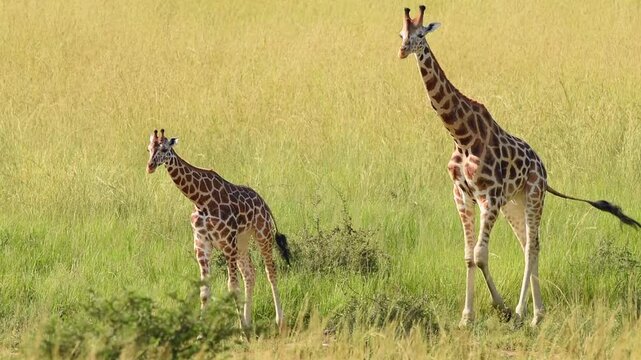 Giraffes in the great plains of Maasai Mara national reserve, Kenya