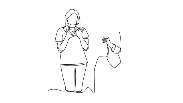 Mobile smart phones Concept. Single line draw design. Full length animation illustration. High quality 4k footage.