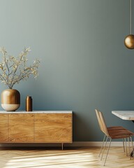 A Stylish Interior Combing Elegance with Functionality: A Beautiful Space with Modern Furniture, Warm Colors, and Artistic Decor Elements for a Cozy Atmosphere.