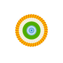 India Text with Indian Flag Paper Flower on Png Background for Happy Republic Day and Independence Day.