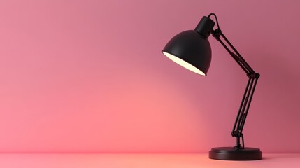 Elegant Black Desk Lamp on Pink Background