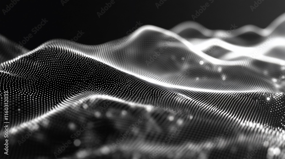 Wall mural abstract grayscale wave of particles. (1)