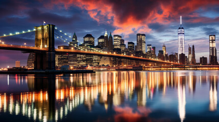 Fototapeta premium nyc_bright_bridge_landscape_at_night