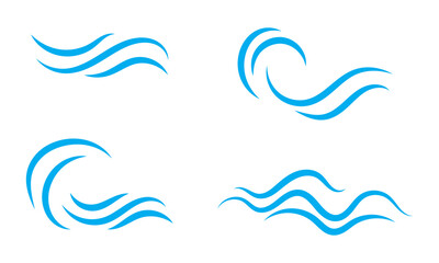 Fototapeta premium Water wave, sea wave set. Zigzag line. Water logo, symbol vector collection.