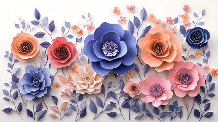 Elegant Papercut Style Floral Arrangement on Soft Pastel Background