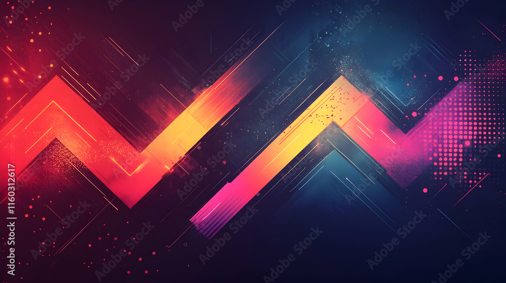 Poster abstract geometric design with vibrant colors and dynamic lines.