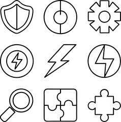 Security, Energy, Performance, Optimization, and Solution Icons Set