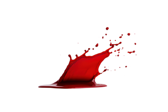 Dynamic red liquid splash isolated on transparent background