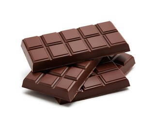 Fototapeta premium A broken chocolate bar isolated on white background