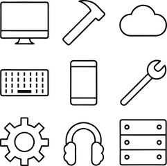 Computer Repair, Maintenance, and Technical Support Icons