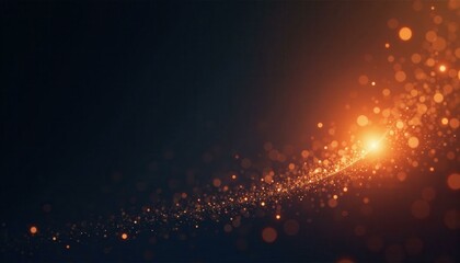 Obraz premium Abstract glittering golden particles curve across a dark background with a bright central light point, representing a magical and ethereal concept.