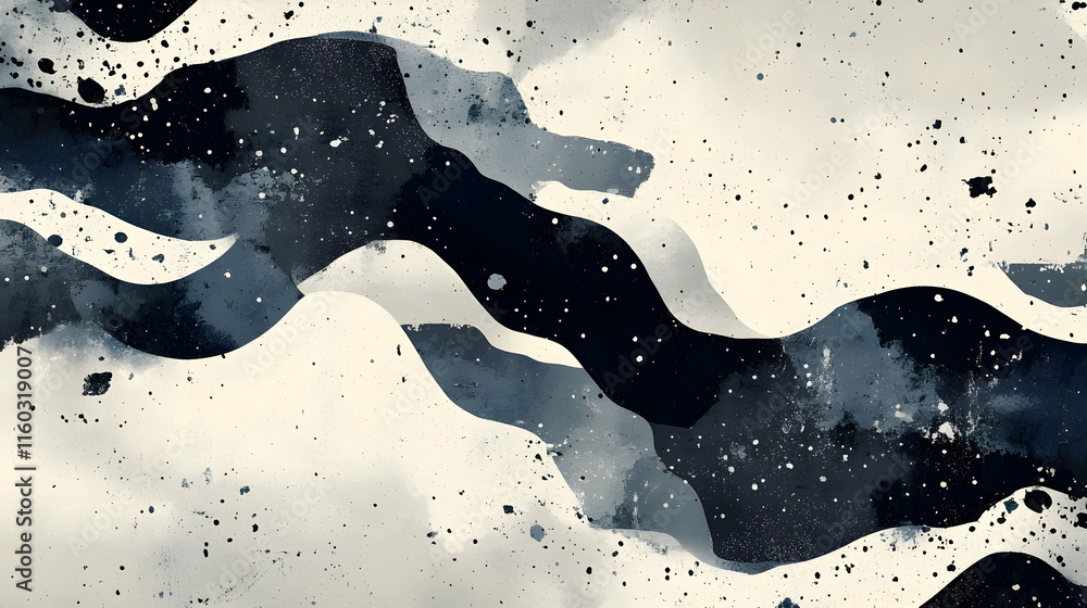 Poster abstract watercolor design featuring flowing shapes and splashes of color.