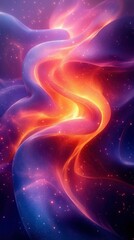 Obraz premium Abstract Cosmic Nebula Swirling Colors of Purple, Orange, and Pink with Glittering Stardust