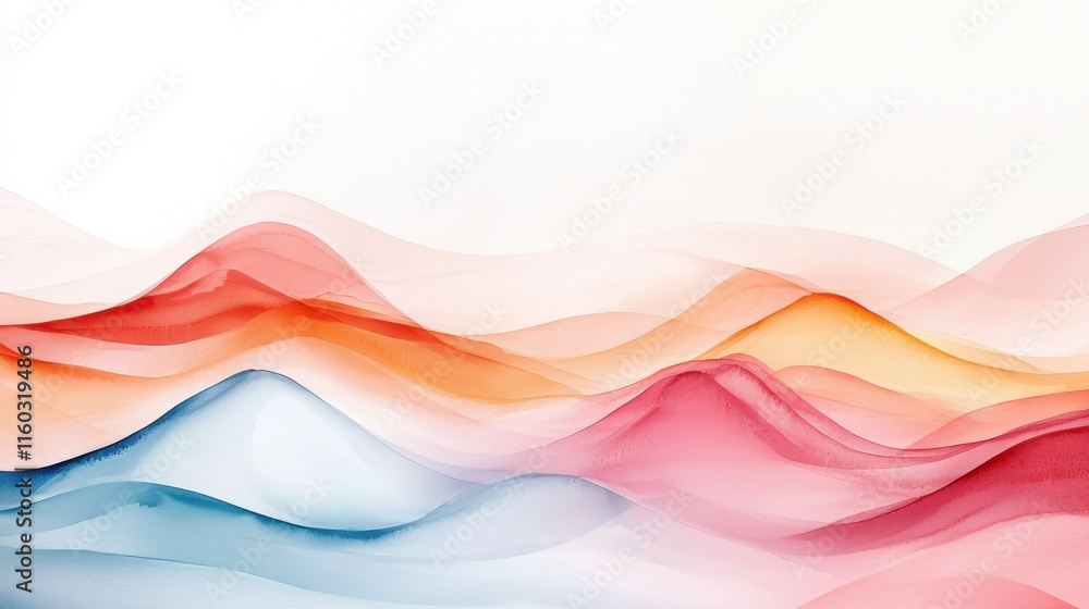 Poster abstract flowing waves of colorful gradient in soft tones and elegant shades