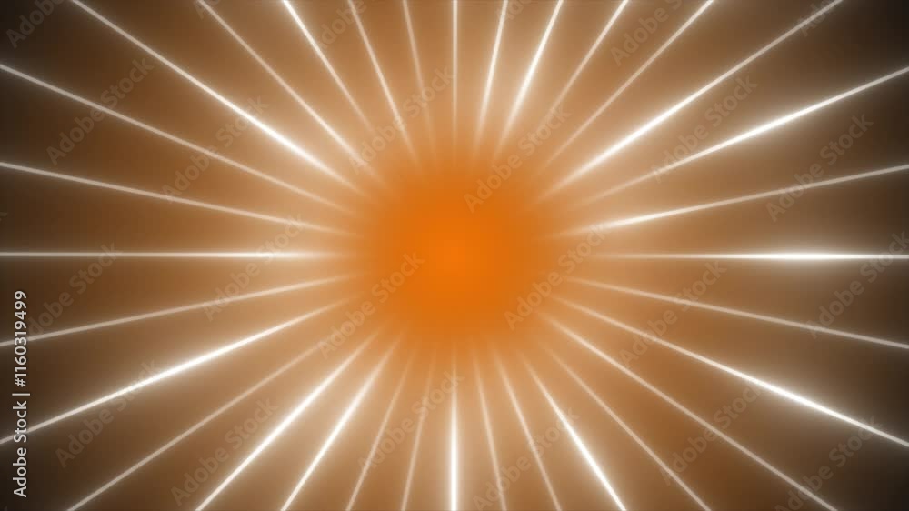 Poster orange color rotating glowing lines and shiny lines gradient design loop able geometrical background