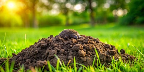 Mole Hill Close-Up: Pest Control, Underground Burrow, Garden Damage