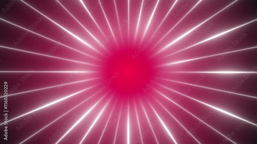 Poster magenta red color rotating glowing lines and shiny lines gradient design loop able geometrical backg