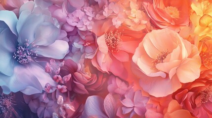 Abstract floral patterns in soft pastel