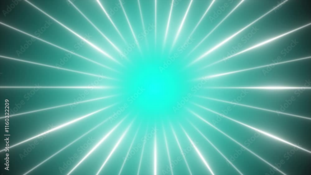 Poster cyan color rotating glowing lines and shiny lines gradient design loop able geometrical background
